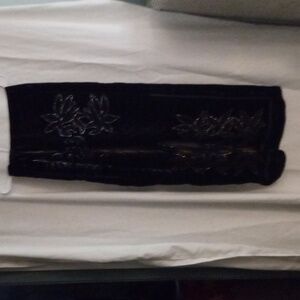 Black scarf with sheer inserts